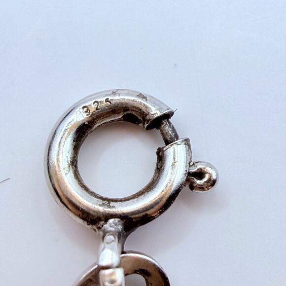 925 Sterling Silver Bar Necklace Pavé Vertical Pendant Italy Box Chain 16” - Picture 8 of 10